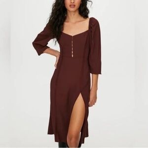 Aritzia Wilfred Le Bohème Troubadour square-neck puff-sleeve dress in black